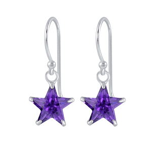 Wholesale 8mm Star Cubic Zirconia Silver Earrings