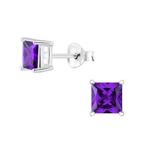 Wholesale 5mm Square Cubic Zirconia Silver Stud Earrings