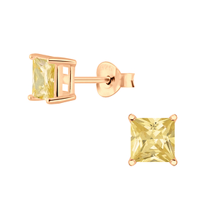 Wholesale 5mm Square Cubic Zirconia Silver Stud Earrings