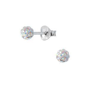 Wholesale Silver 4mm Crystal Ball Stud Earrings