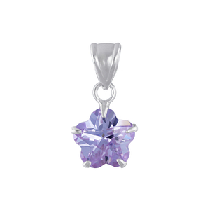 Wholesale 8mm Flower Cubic Zirconia Silver Pendant