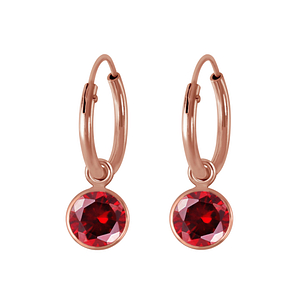 Wholesale 6mm Round Cubic Zirconia Silver Charm Hoop Earrings