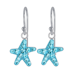 Wholesale Silver Starfish Crystal Earrings