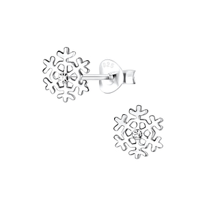 Wholesale Silver Snowflake Crystal Stud Earrings