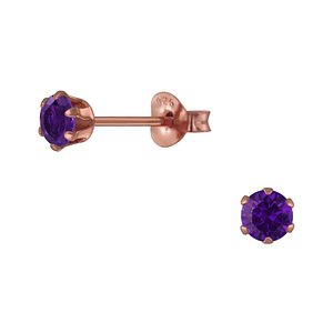 Wholesale 4mm Round Cubic Zirconia Silver Stud Earrings