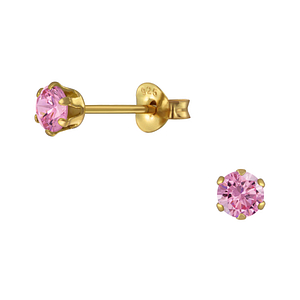 Wholesale 4mm Round Cubic Zirconia Silver Stud Earrings