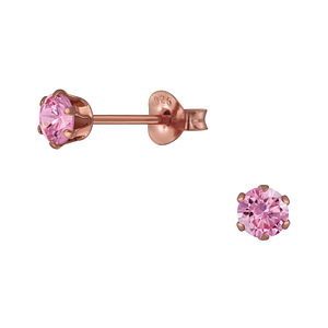 Wholesale 4mm Round Cubic Zirconia Silver Stud Earrings