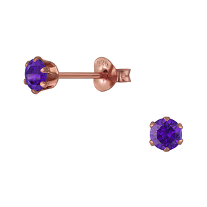 Wholesale 4mm Round Cubic Zirconia Silver Stud Earrings