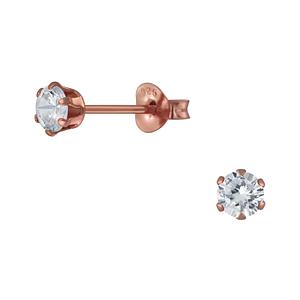 Wholesale 4mm Round Cubic Zirconia Silver Stud Earrings