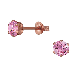 Wholesale 5mm Round Cubic Zirconia Silver Stud Earrings