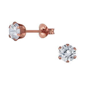 Wholesale 5mm Round Cubic Zirconia Silver Stud Earrings