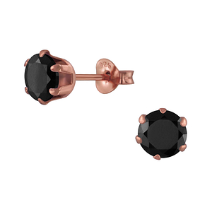 Wholesale 6mm Round Cubic Zirconia Silver Stud Earrings