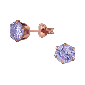 Wholesale 6mm Round Cubic Zirconia Silver Stud Earrings