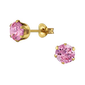 Wholesale 6mm Round Cubic Zirconia Silver Stud Earrings