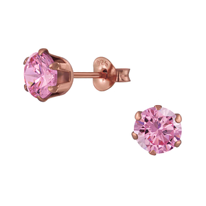 Wholesale 6mm Round Cubic Zirconia Silver Stud Earrings