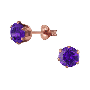 Wholesale 6mm Round Cubic Zirconia Silver Stud Earrings