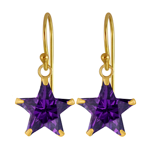 Wholesale 10mm Star Cubic Zirconia Silver Earrings
