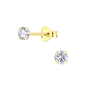 Wholesale 4mm Round Cubic Zirconia Silver Stud Earrings