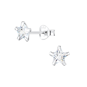 Wholesale 6mm Star Cubic Zirconia Silver Stud Earrings