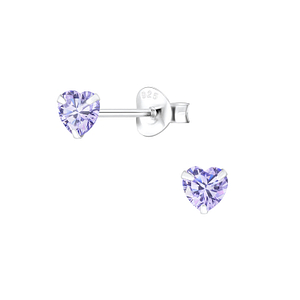 Wholesale 4mm Heart Cubic Zirconia Silver Stud Earrings