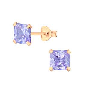 Wholesale 6mm Square Cubic Zirconia Silver Stud Earrings