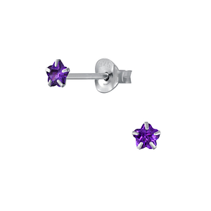 Wholesale 3mm Flower Cubic Zirconia Silver Stud Earrings
