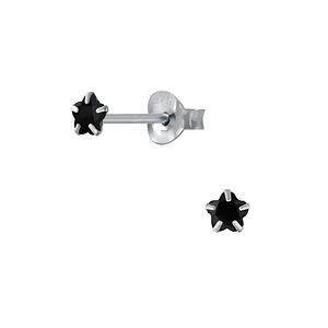 Wholesale 3mm Flower Cubic Zirconia Silver Stud Earrings
