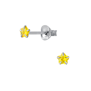 Wholesale 3mm Flower Cubic Zirconia Silver Stud Earrings
