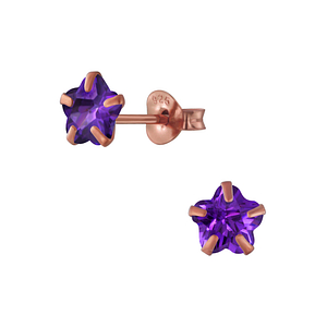 Wholesale 6mm Flower Cubic Zirconia Silver Stud Earrings