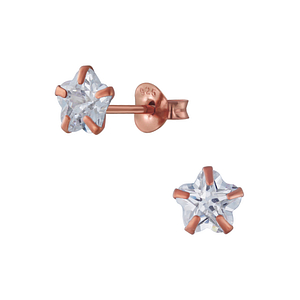 Wholesale 6mm Flower Cubic Zirconia Silver Stud Earrings