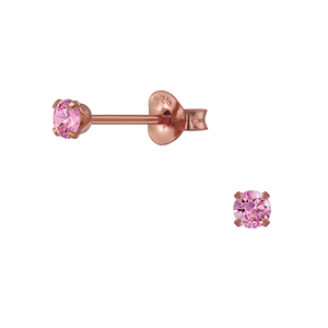 Wholesale 3mm Round Cubic Zirconia Silver Stud Earrings