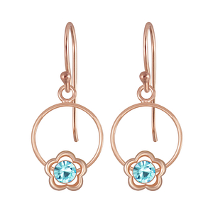 Wholesale Silver Flower Wire Crystal Earrings