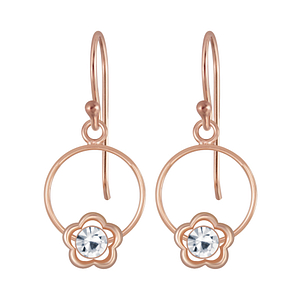 Wholesale Silver Flower Wire Crystal Earrings