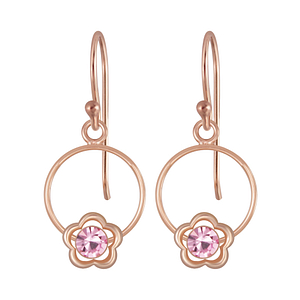 Wholesale Silver Flower Wire Crystal Earrings