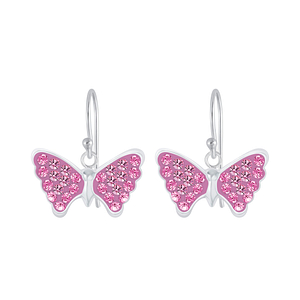 Wholesale Silver Butterfly Crystal Earrings