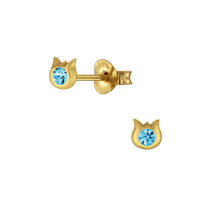 Wholesale Silver Cat Stud Earrings