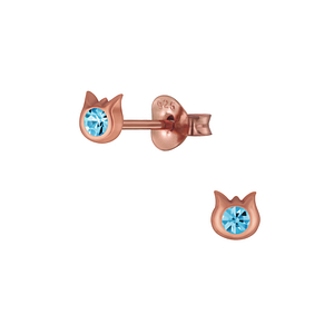 Wholesale Silver Cat Stud Earrings