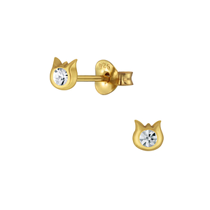 Wholesale Silver Cat Stud Earrings