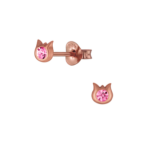 Wholesale Silver Cat Stud Earrings