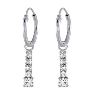 Wholesale Silver Bar Charm Hoop Earrings