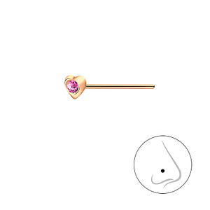 Wholesale Silver Heart Crystal Nose Stud