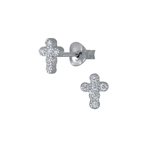 Wholesale Silver Cross Stud Earrings