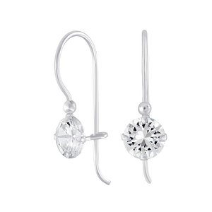 Wholesale 6mm Round Cubic Zirconia Silver Earrings
