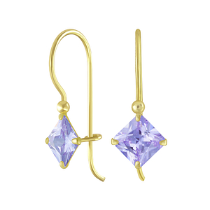 Wholesale 6mm Square Cubic Zirconia Silver Earrings