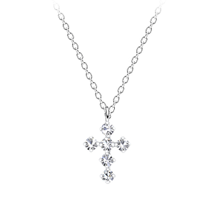 Wholesale Silver Cross Crystal Necklace