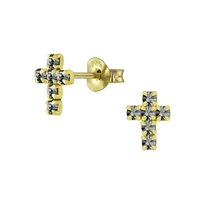 Wholesale Silver Cross Crystal Stud Earrings