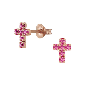 Wholesale Silver Cross Crystal Stud Earrings