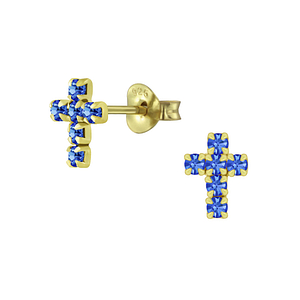 Wholesale Silver Cross Crystal Stud Earrings