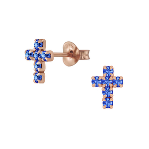 Wholesale Silver Cross Crystal Stud Earrings