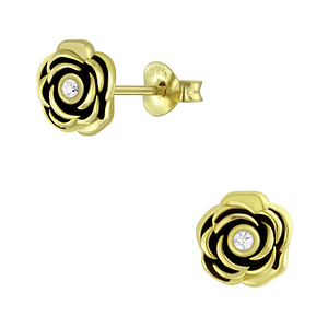 Wholesale Silver Flower Crystal Stud Earrings